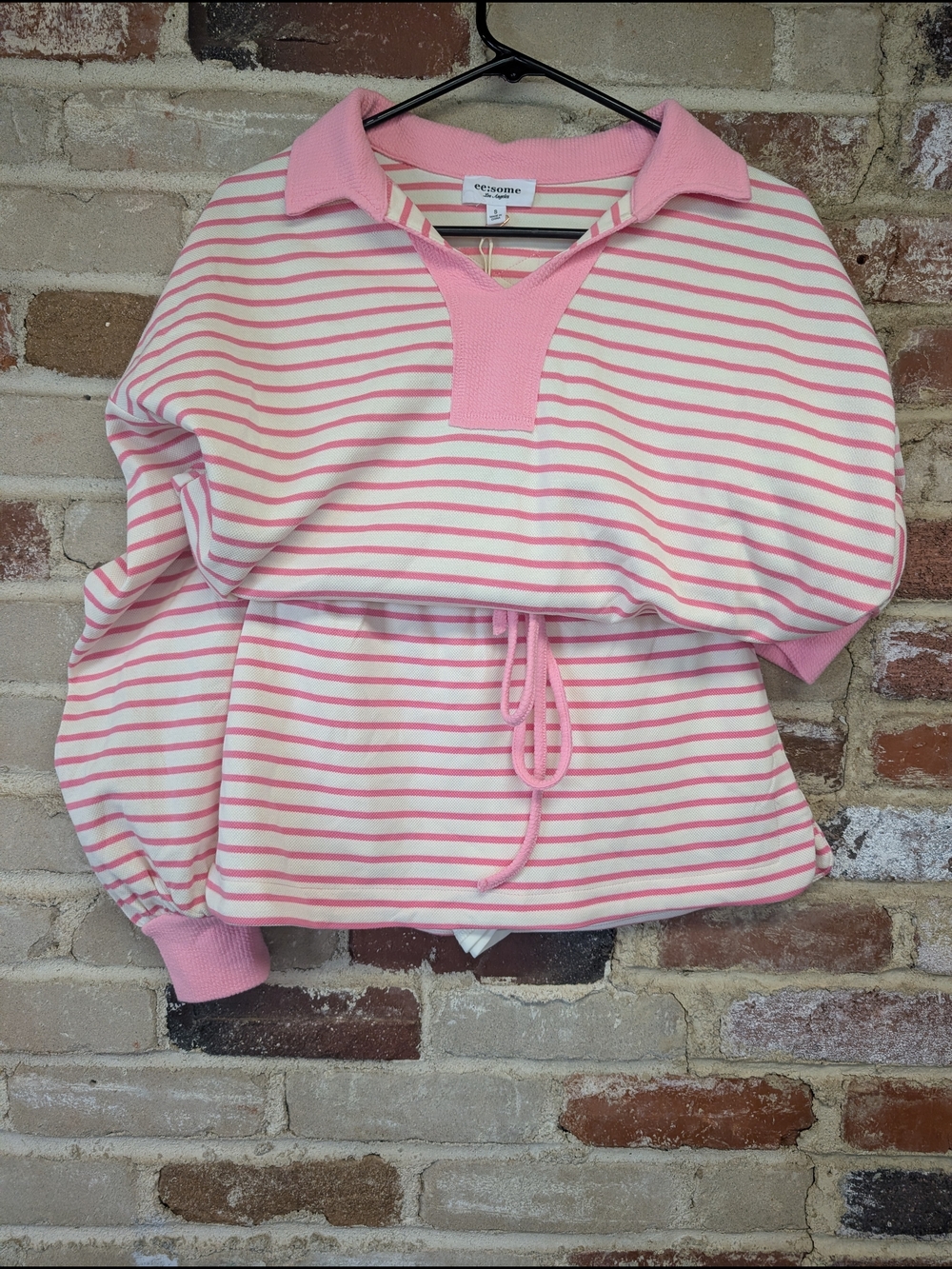 eesome Pink and White Striped Skirt Set